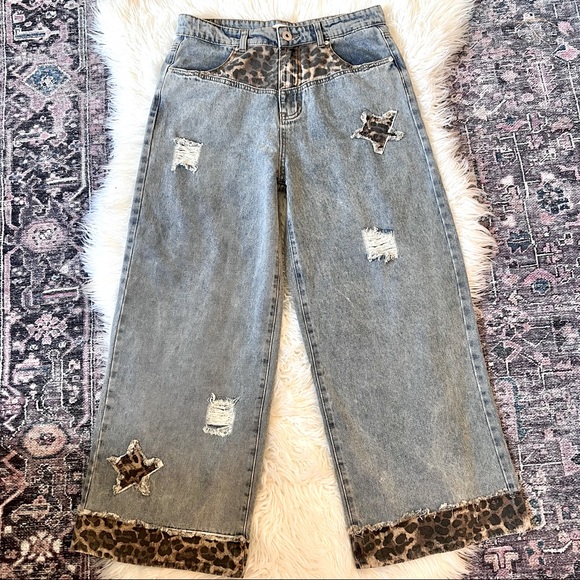 POL Denim - POL Premium Denim Women’s High-Rise Wide Legged Cropped Jeans Size Medium